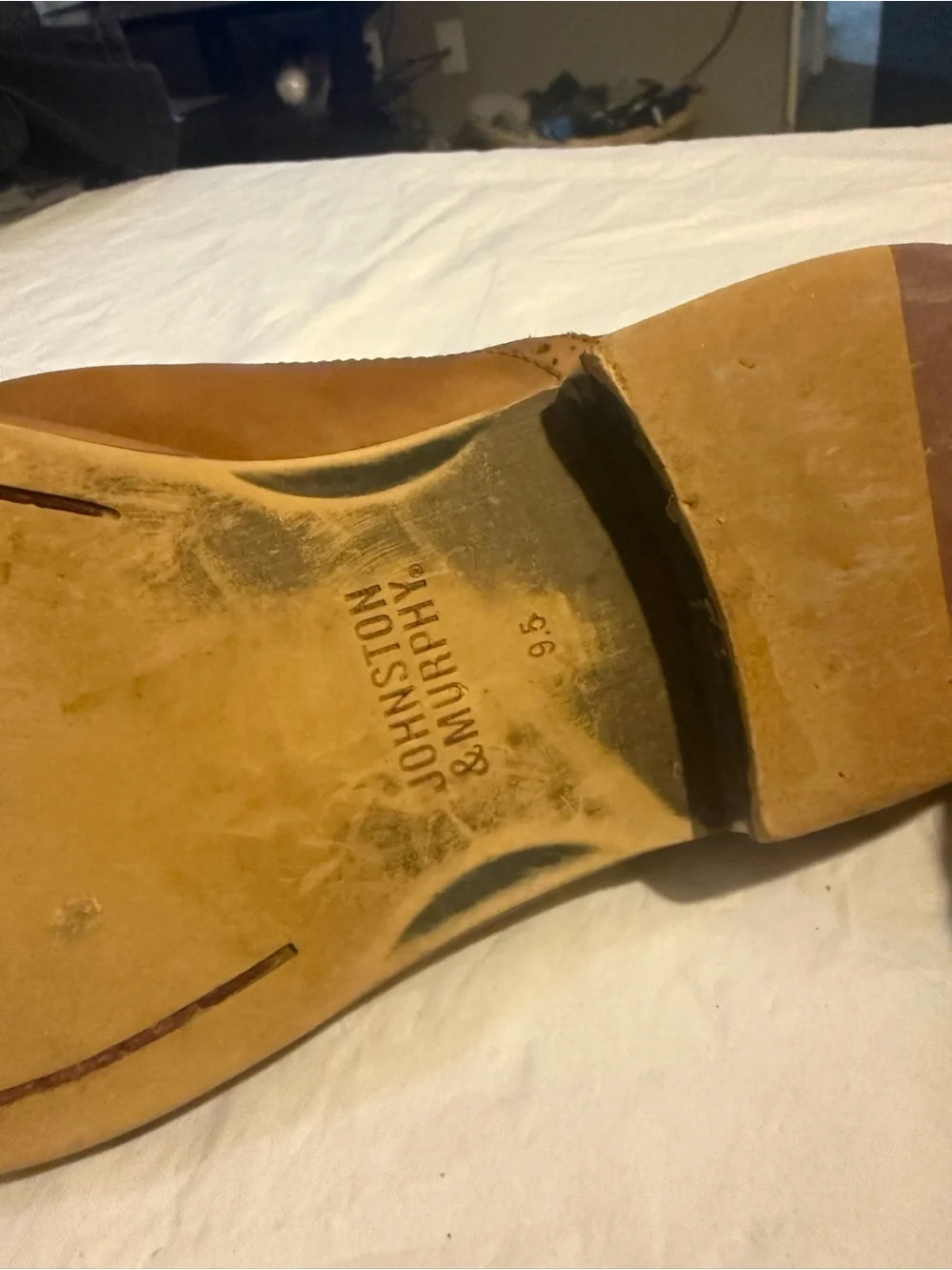 Johnston & Murphy Cognac Leather Wingtip Oxfords